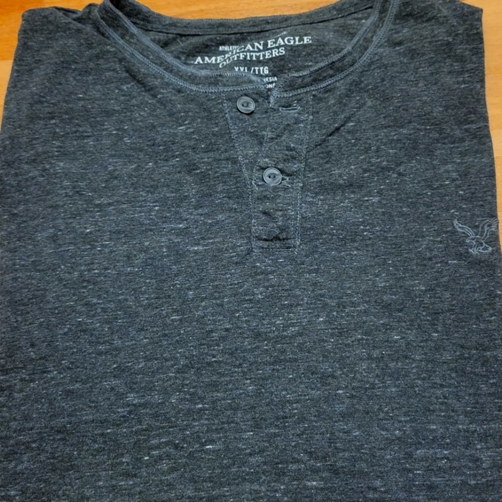 Charcoal Short-Sleeved AE 2 Button Tee